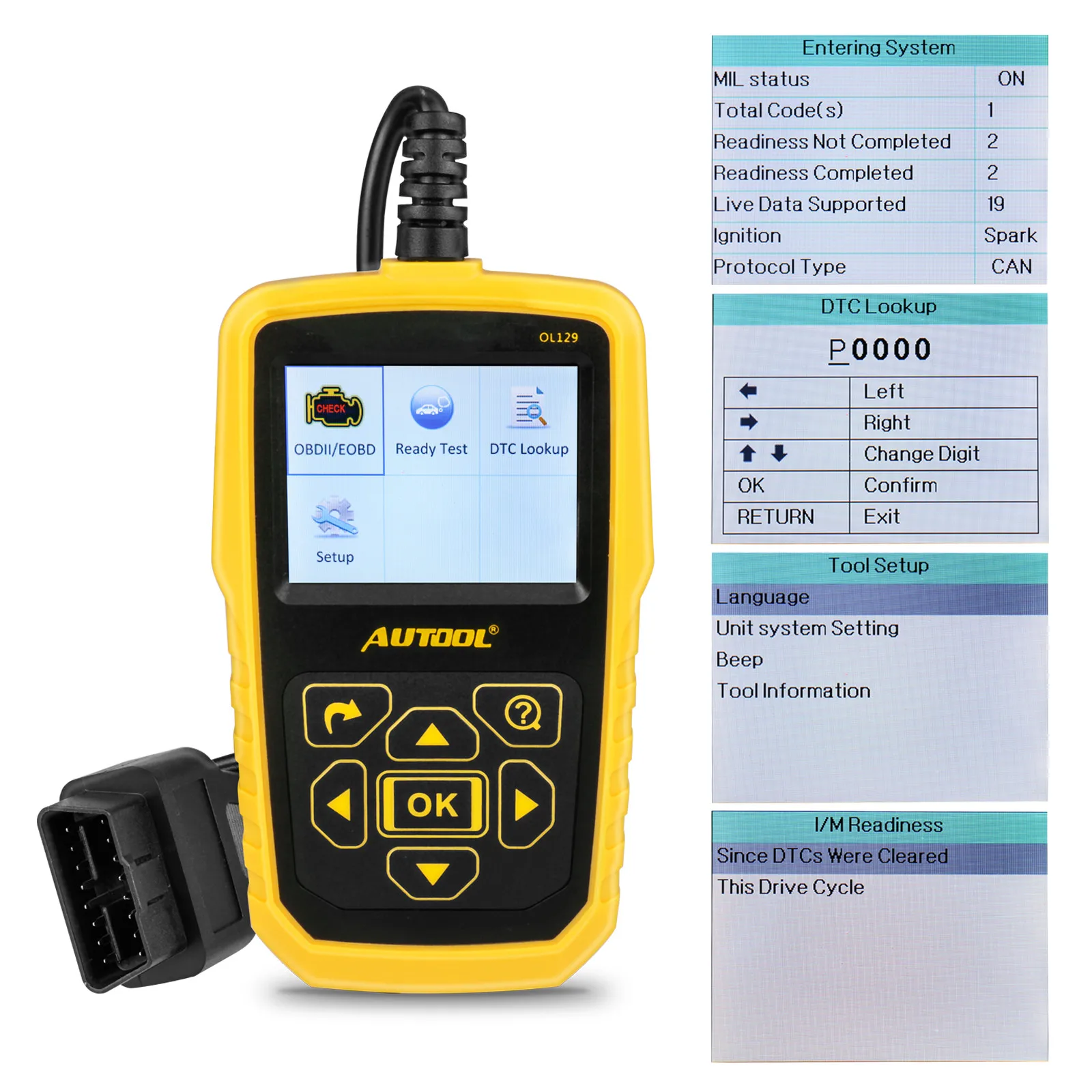 AUTOOL OL129 считыватель кода для батареи монитор и OBD/считыватель EOBD сканер Авто