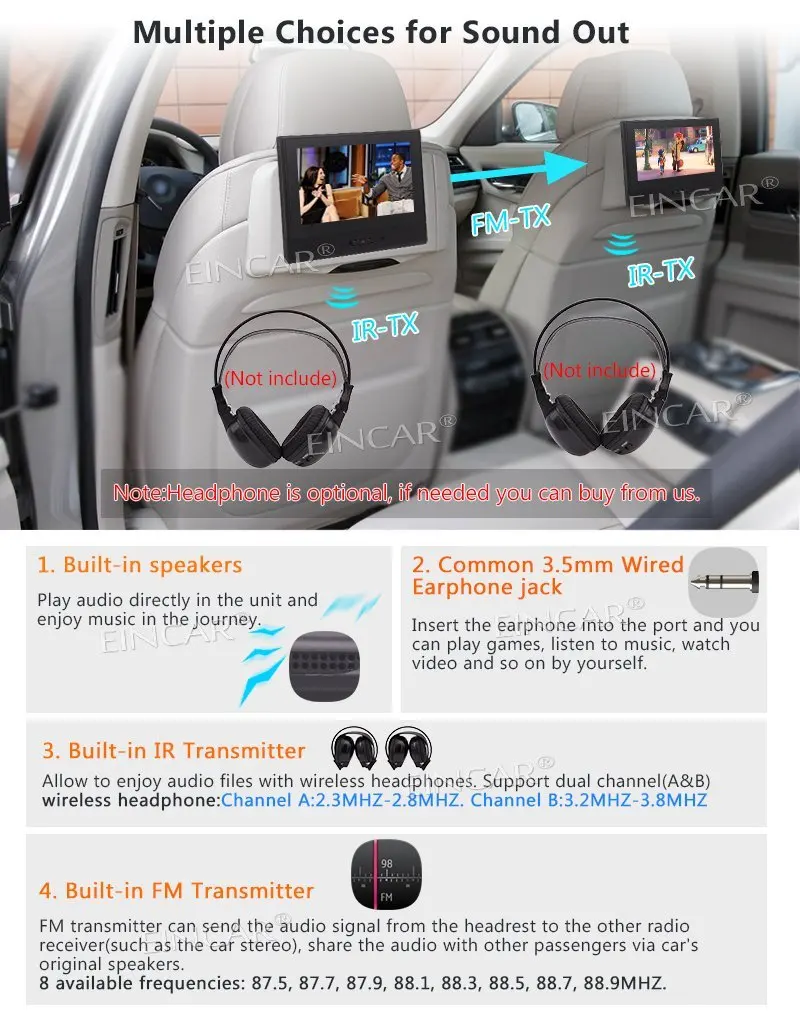 Пара подголовников для автомобиля 8 дюймов двойной dvd плеер Поддержка USB SD MP3 MP4 1080P