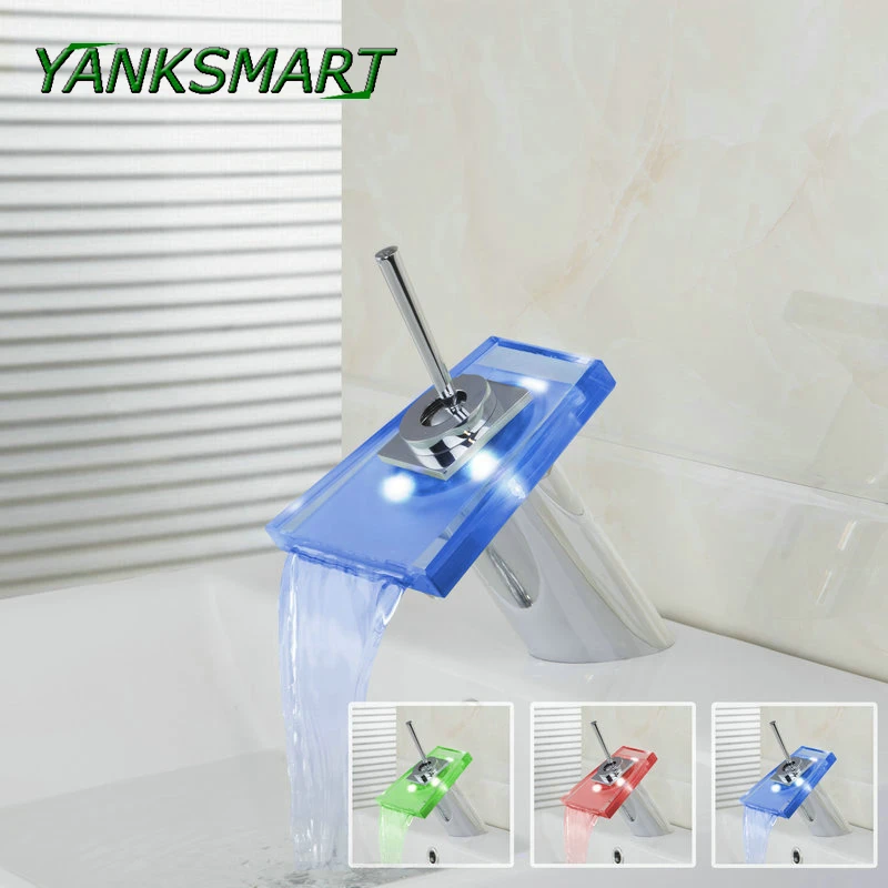 Смесители для ванной комнаты YANKSMART со светодиодной сменой цвета хромированный