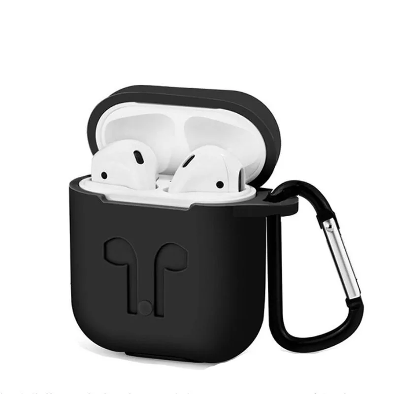 Silicone Eerphone Pouch Store Box Protective Bag+Hook for Apple iphone X 8 7 6 AirPods Wireless Bluetooth Headphone Cover Case |