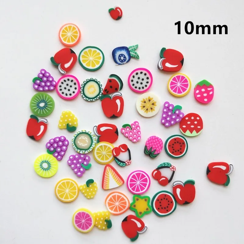 10mm Fruit 200g 200 г мягкие керамические фруктовые ломтики наполнитель для ногтей художественные кончики слизи фрукты для детей DIY клейкие аксессуары Принадлежности украшения - Цвет: 10mm Fruit 200g