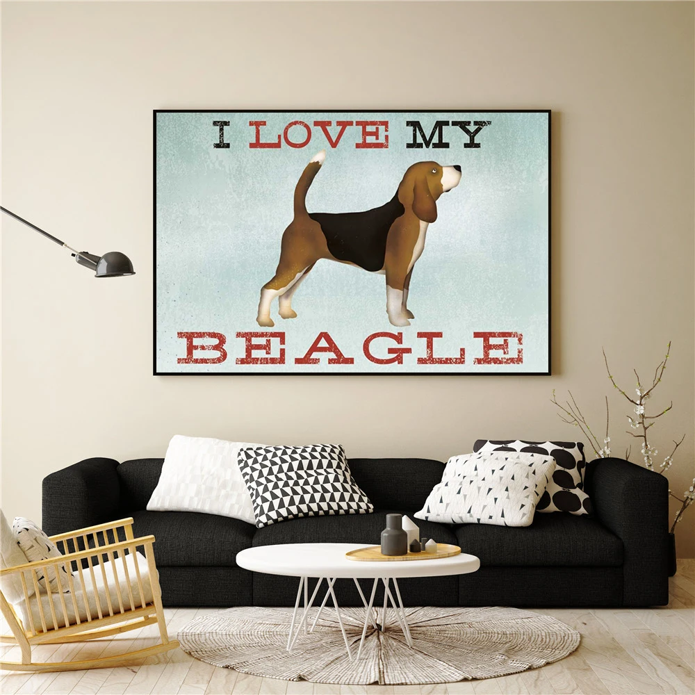 Цвет: желтый Винтажные плакаты и принты с изображением собаки Любителя Beagle Dachshund настенные картины для гостиной домашний декор принты на ткани стены искусства ретро - Цвет: Цвет: желтый