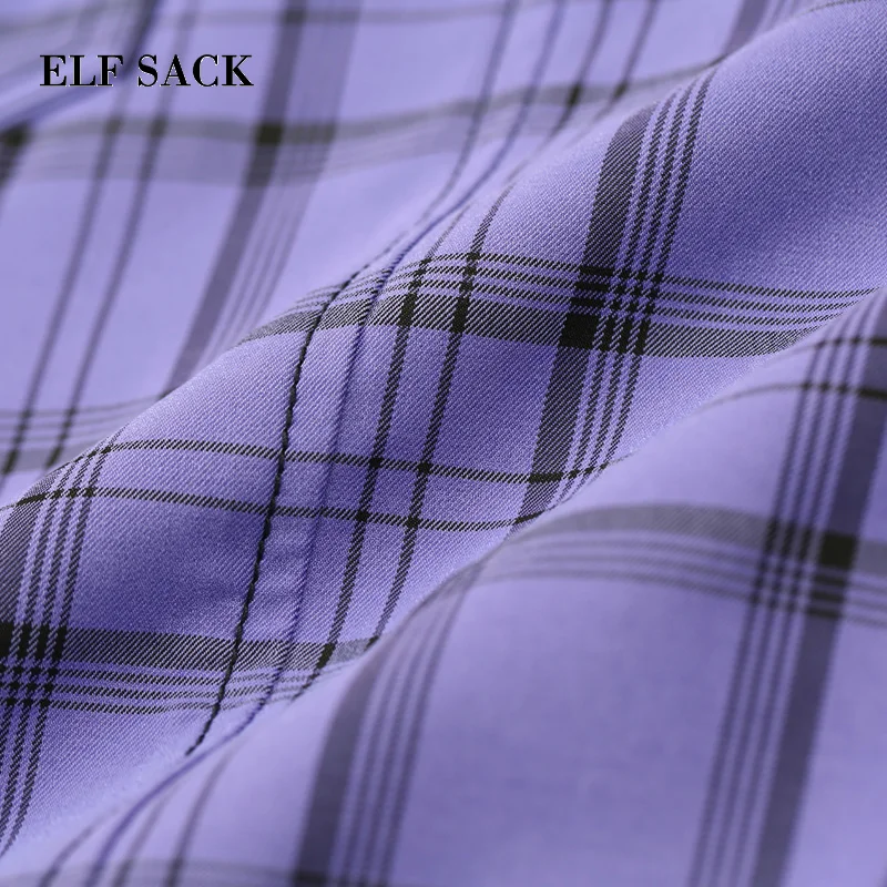 ELFSACK, новинка весны, женское платье на бретелях, повседневное, хлопок, прямое, до колена, женское платье большого размера, пэчворк, женское платье в клетку