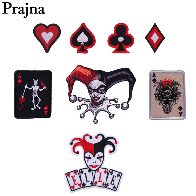 Prajna нашивки покер панк Карта смерти Железный на патч DIY Ace Of Spades значки вышитые египетские наклейки на пальто DIY сумка доступа