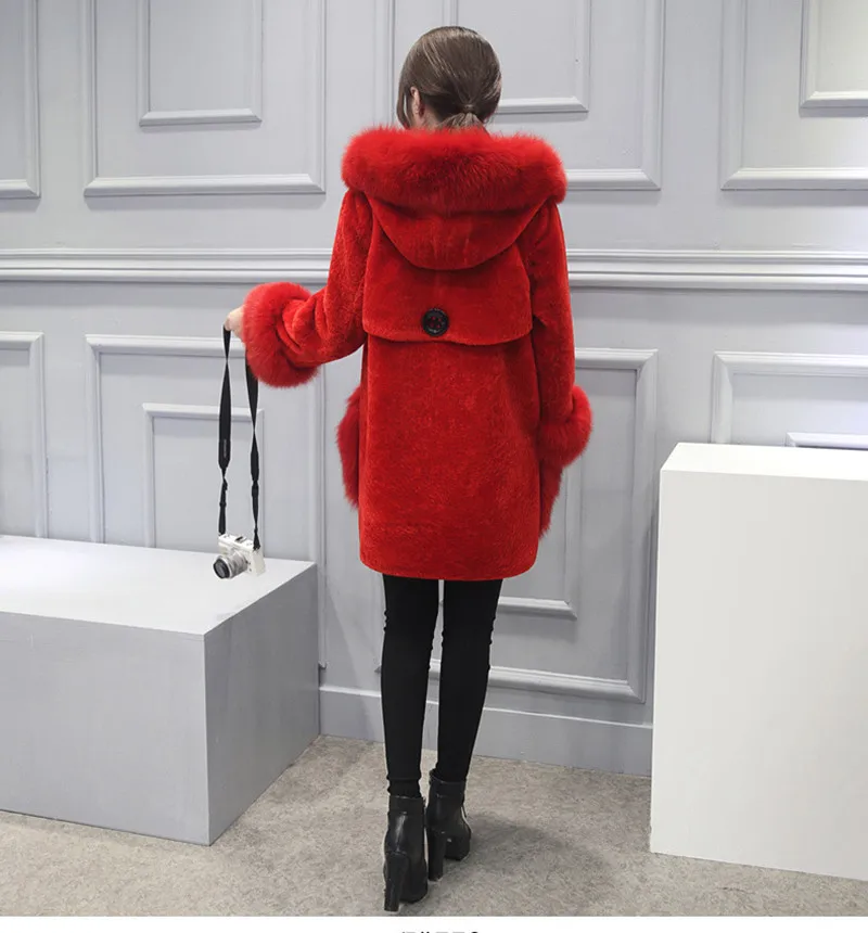 YOUMIGE 2016 new fur one female jacket in the long section of sheep cut shears coat XXXL | Женская одежда