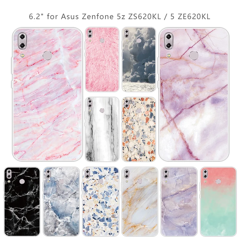 for Asus Zenfone 5z ZS620KL Clear TPU Phone Fitted Stone Case 6.2&quot 5 ZE620KL Ultra Thin Silicone Shell |