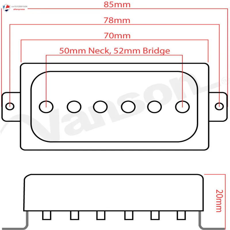 

1pcs NEW Vanson AlNiCo V P90, Humbucker size Single Coil Pickup, HB90 Neck or Bridge