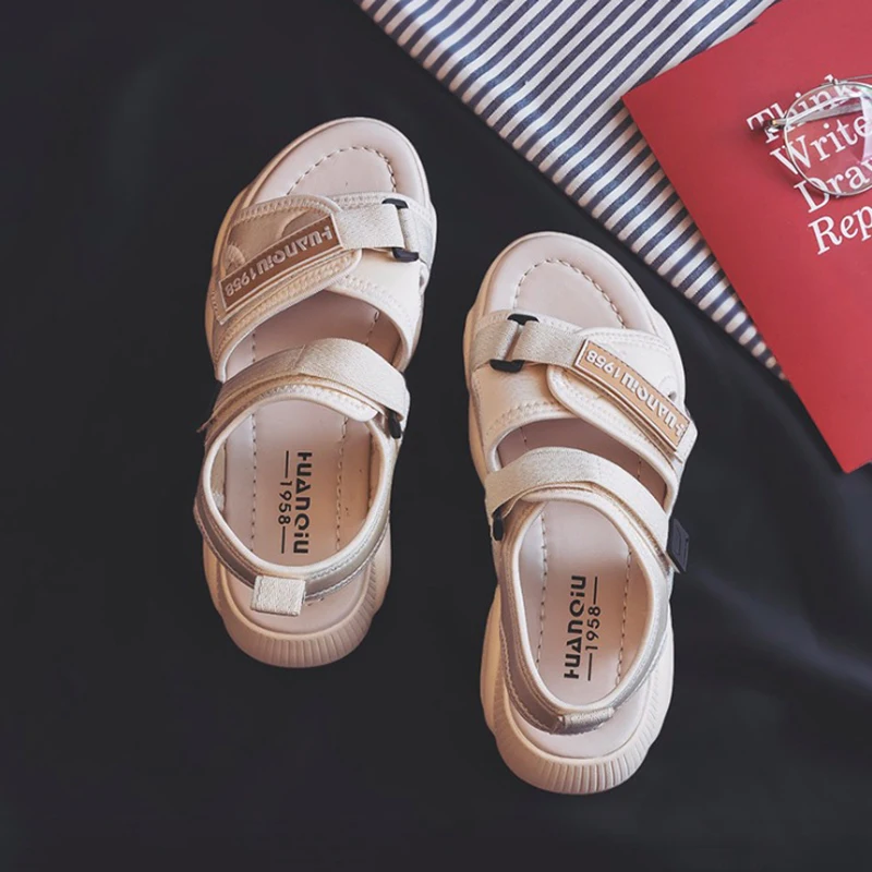 Женские сандалии на плоской подошве повседневная обувь из дышащей хлопковой