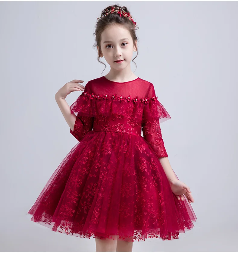 Платья принцессы с красными бушками для девочек 2019 платья конкурса Первого