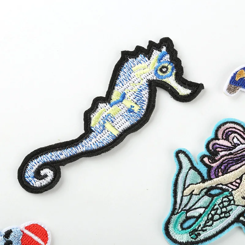 Вышитые аксессуары для одежды наклейки на одежду значки ракушки крабы рыба