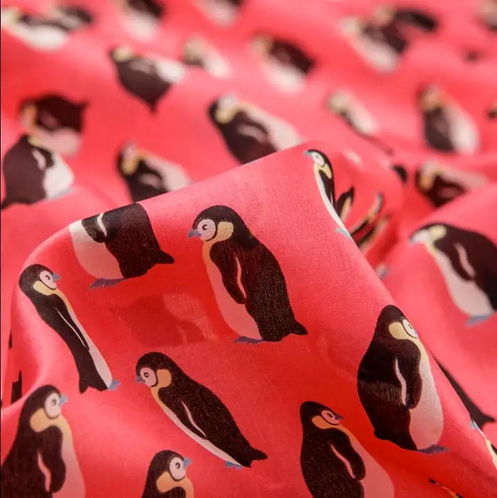 summer silk yarn fabric clothing stay Meng Penguin pattern printed fashion parent-child package | Дом и сад
