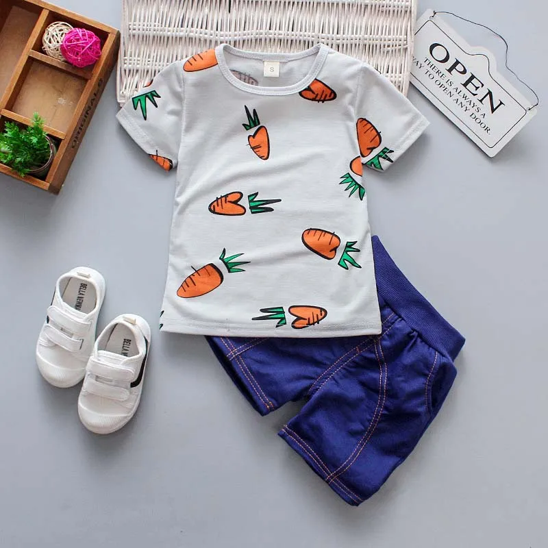 2019 summer new boys clothes sets children fashion cotton tees+shorts 2pcs tracksuit for kids casual sport clothing 1-4T | Детская