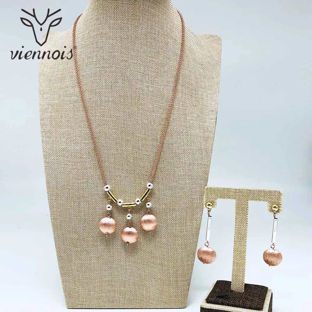 Viennois серьги-подвеска с подвеской из розового золота и золота для женщин, вечерние металлические ювелирные изделия