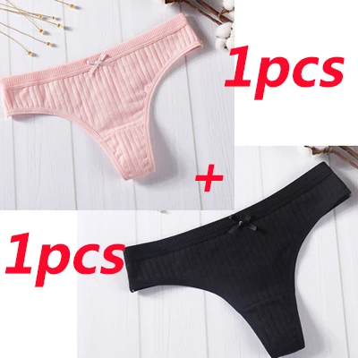 1 pink 1 black 2 шт., сексуальные трусики, стринги, нижнее белье, женские сексуальные трусики-танга, трусики, нижнее белье, низкая талия, хлопок, нижнее белье для женщин, трусы, трусики - Цвет: 1 pink 1 black