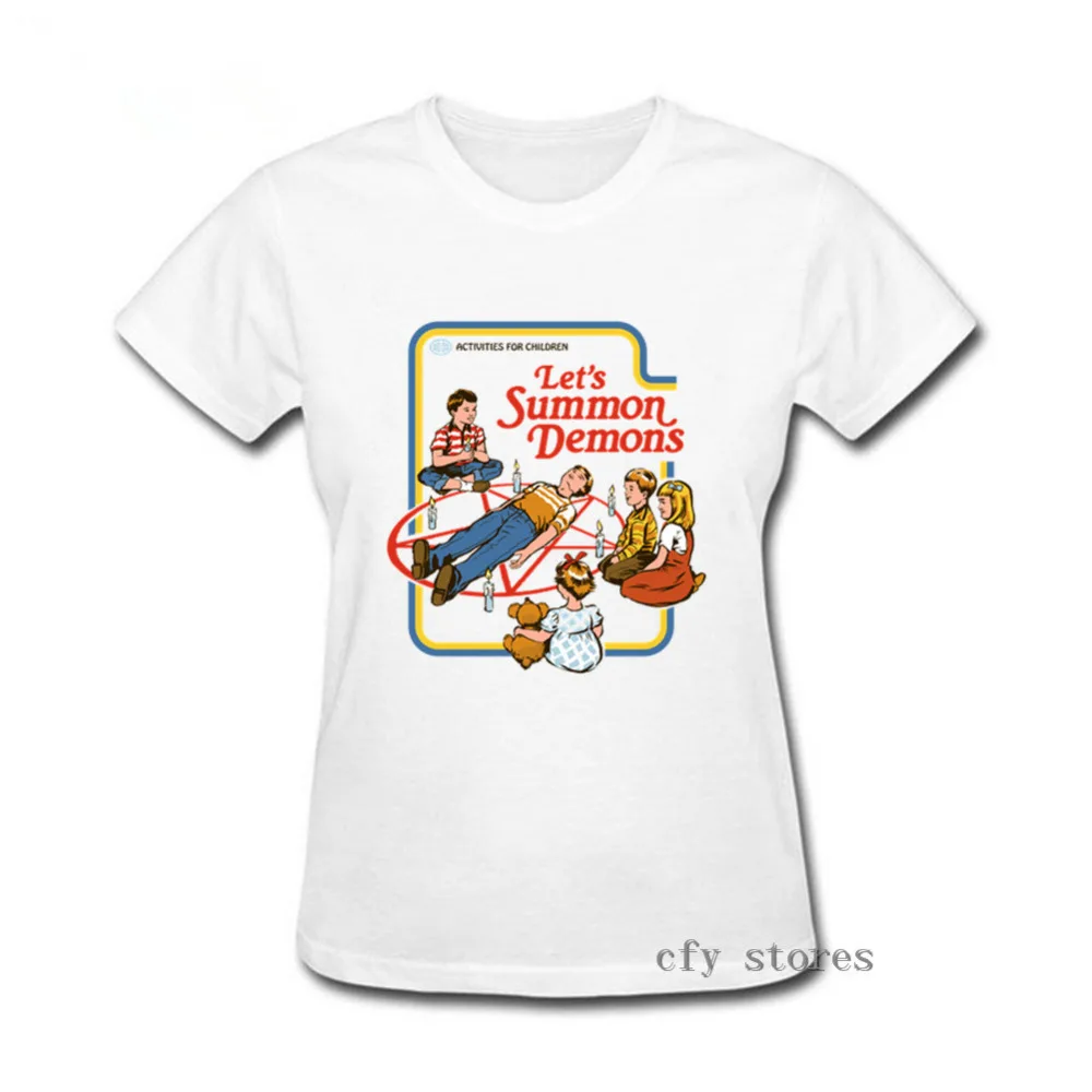 2019 модные популярные винтажные женские футболки с надписью Let's Summon demon Summe