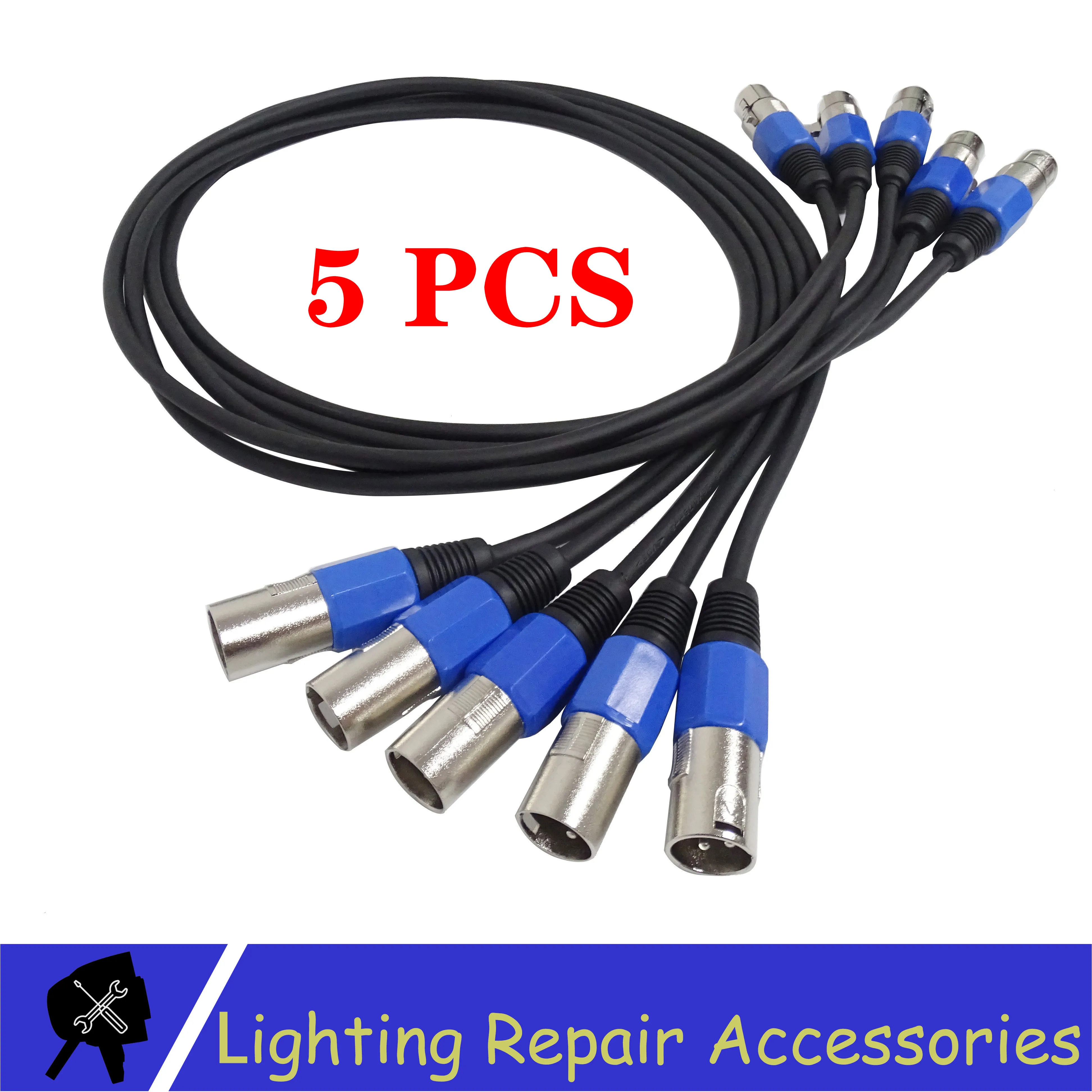 5 шт./лот светодиодный кабель Par Светильник 3 контактный DMX 1 м/2 м/3 м/4 м/5 м/6 м/7 м/8 м/9