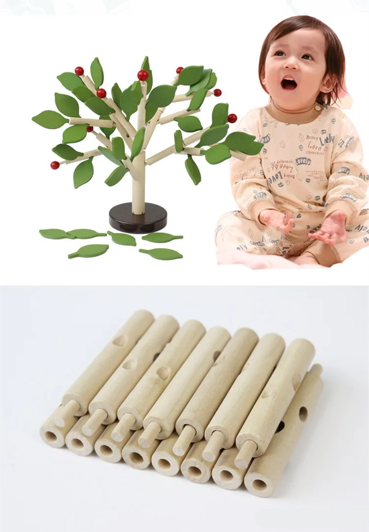 Детские игрушки деревянная модель Дерево здание Kits2 виды зеленый/желтый дерево деревянные игрушки для детей строительные блоки детский образовательный подарок