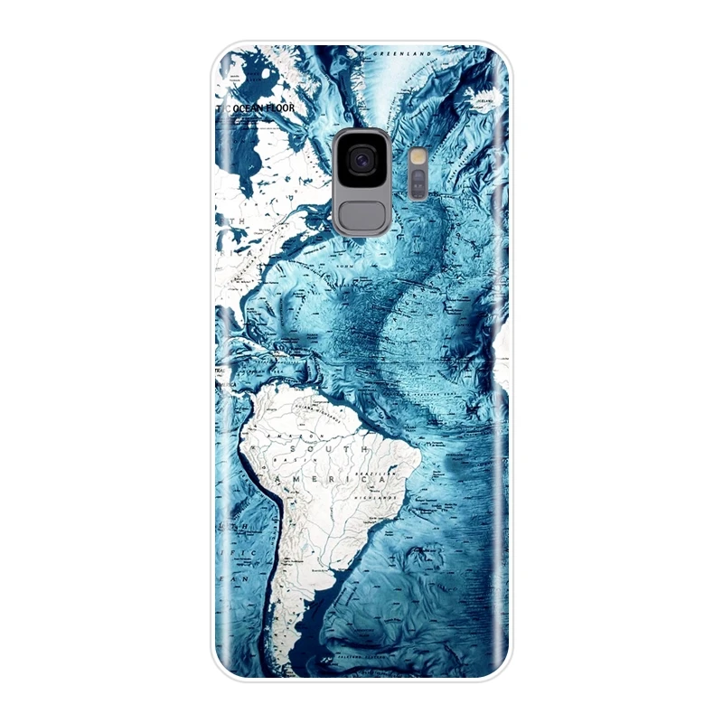 Чехол для Samsung Galaxy S8 S9 Plus S5 S6 S7 Edge силиконовая Мягкая задняя крышка с картой мира Note