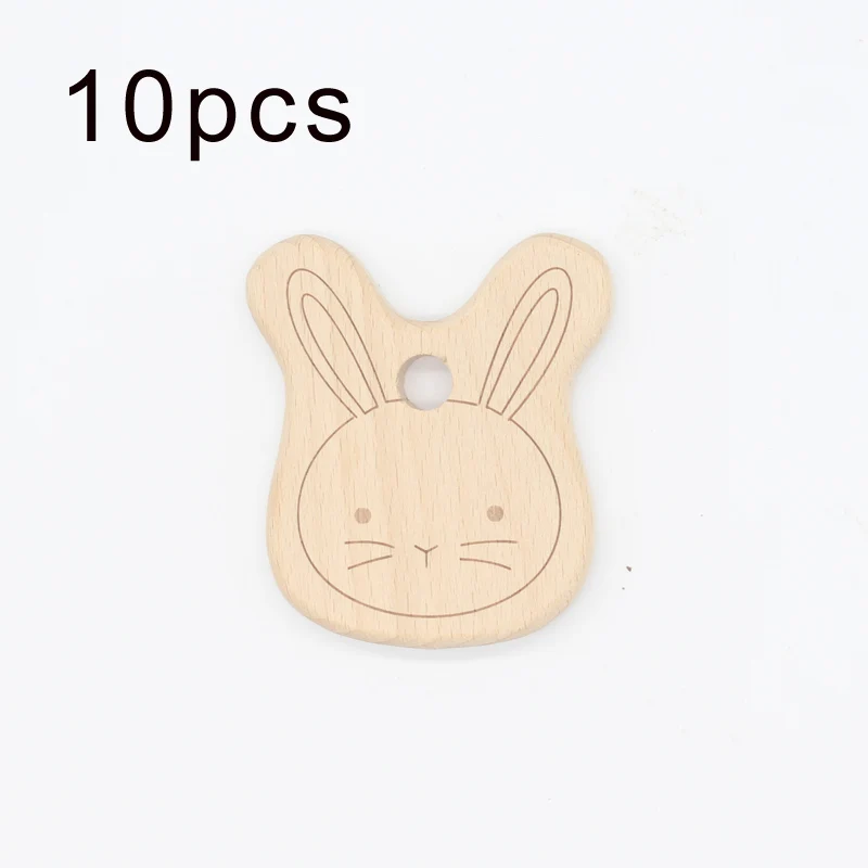 10pcs XCQGH 5/10 шт. милый кролик животных Деревянный Прорезыватель Baby Show подарок безопасной древесины, грызунок DIY прорезывания зубов цепочки и ожерелья - Цвет: 10pcs