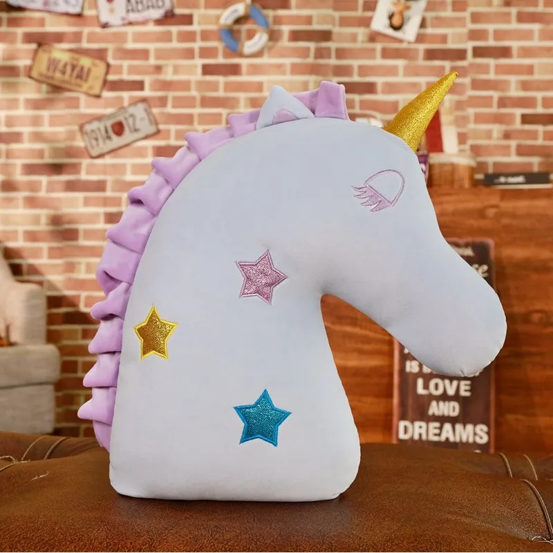 purple unicorn Мультяшная Мягкая Плюшевая Кукла-единорог Подушка красочная Единорог u-образная подушка для шеи мягкая подушка с лошадью подарок на Рождество - Цвет: purple unicorn