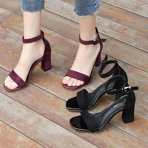 

2019 Ankle Strap Heels Women Sandals Summer Shoes Women Open Toe Chunky High Heels Party Dress Sandals