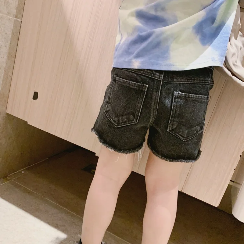 Новые джинсовые штаны для девочек на лето 2019 Детские корейские модные брюки