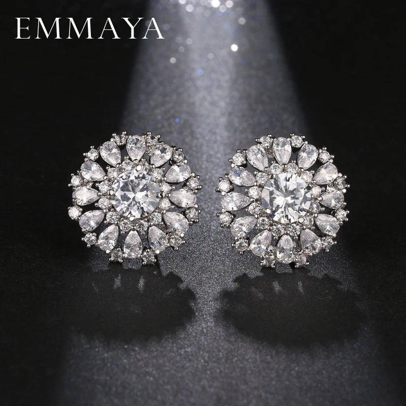Женские серьги гвоздики с круглым прозрачным Цирконом|brand stud earrings|stud earringswomen brand