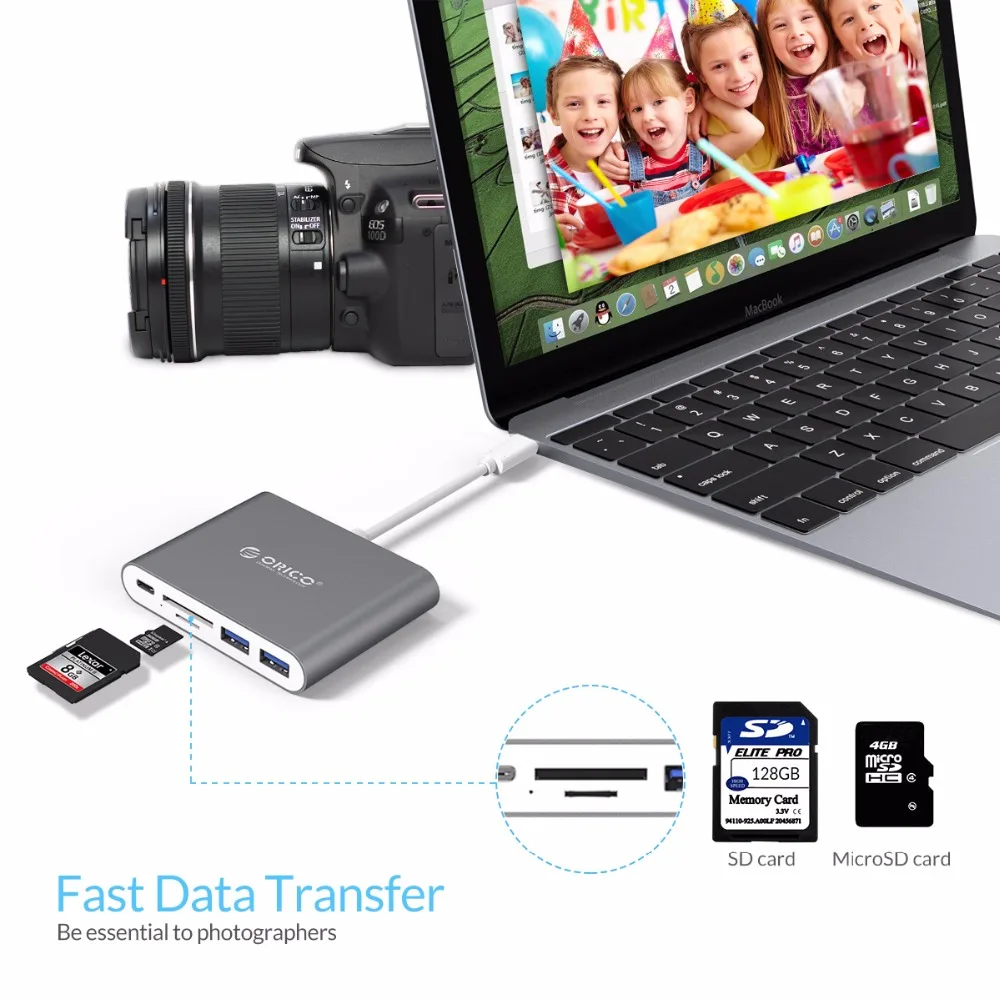 ORICO алюминиевые док станции для ноутбука usb хаб Type C на устройство чтения карт SD TF с