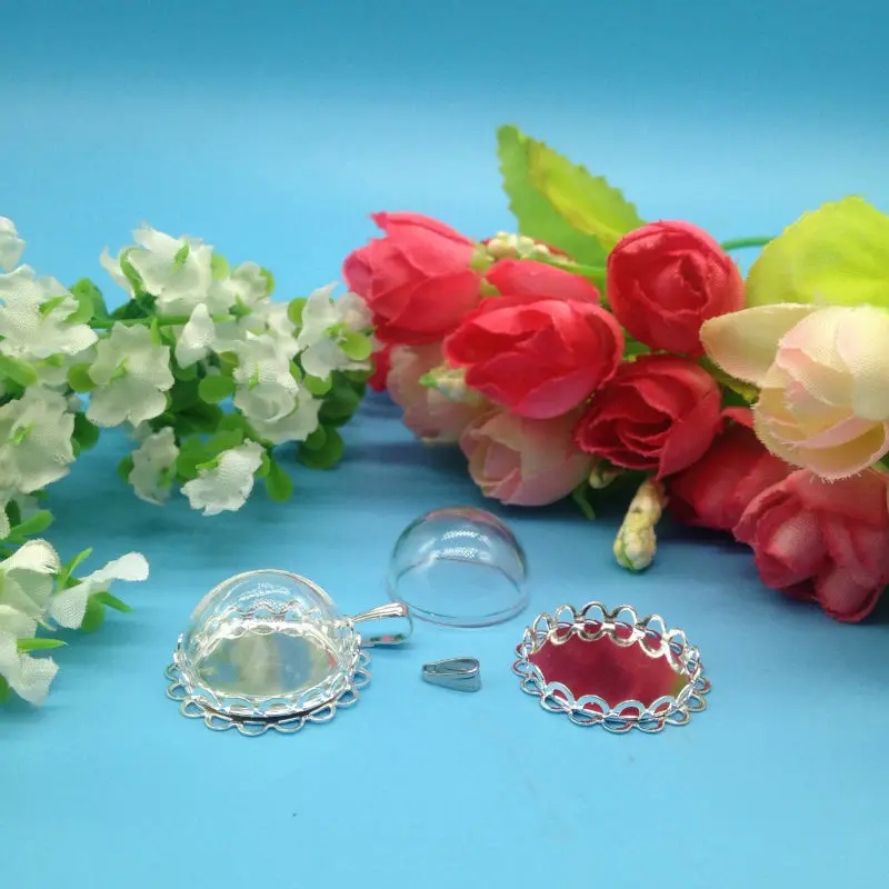 5 шт./партия Посеребренная Двойная кружевная основа поднос 15/20/25/30 мм прозрачные