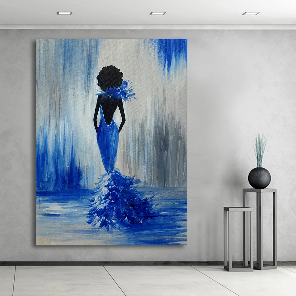 JQHYART картина маслом холст искусство абстрактная Русалка домашний декор