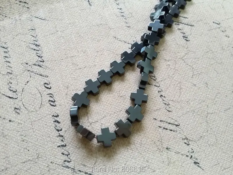 

10 мм 38 шт крест натуральный гематит черный бисер свободные нити полудрагоценные ювелирные бусы