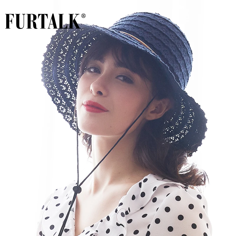 FURTALK шляпа летняя для женщин соломенная женская панама пляжные солнечные шляпы