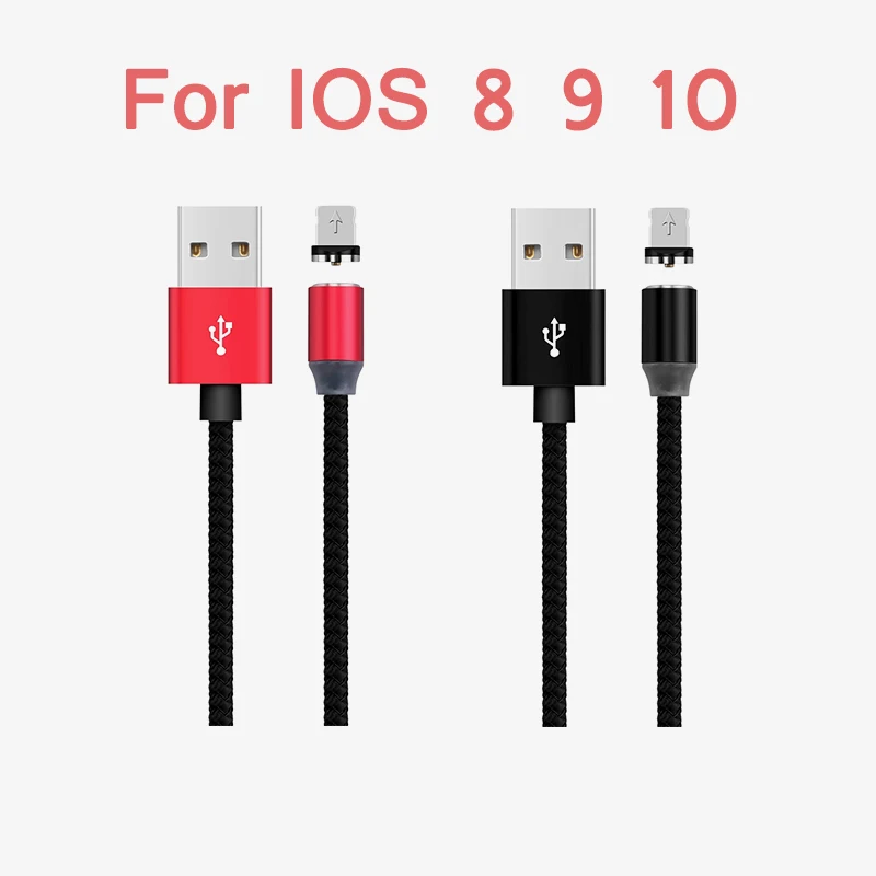 Светодиодный 360 градусов Круглый Магнитный адаптер USB Micro USB/type C/IOS кабель для быстрой зарядки для iPhone X 8 для samsung S8 Note 8 S6 S7 LG V