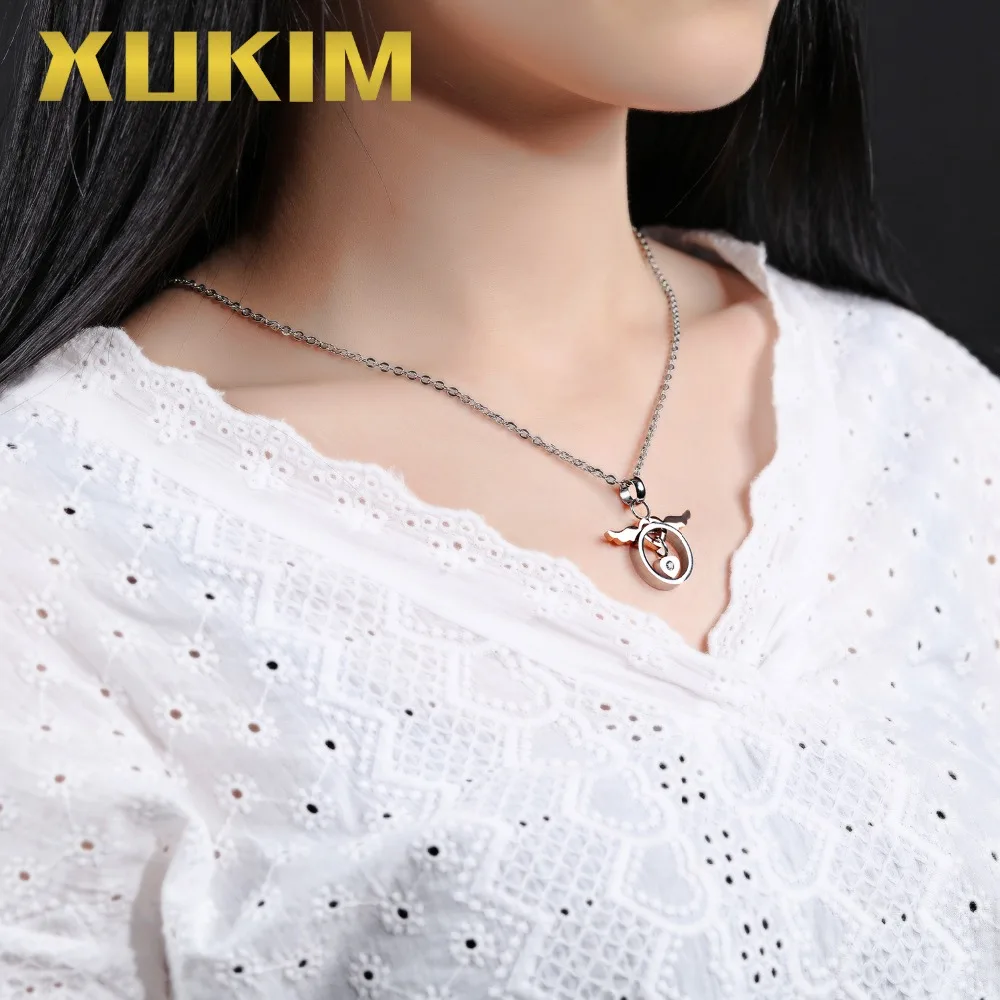 Xukim Jewelry Punk 316L Stainless Steel Titanium Angle Wings Love Heart Pendant Necklace Gifts for Lover Couples | Украшения и