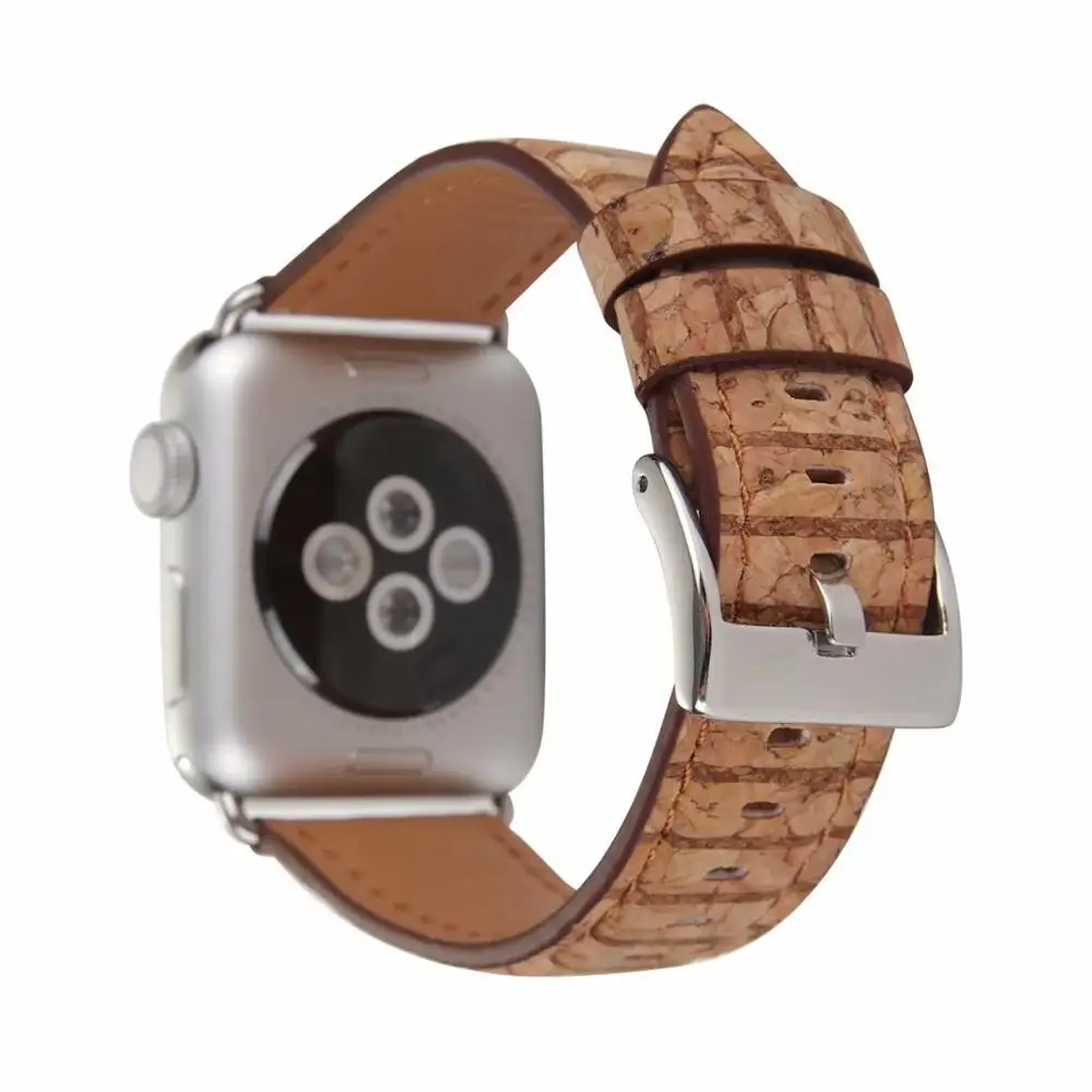 Ремешок из натуральной кожи для Apple Watch band 4 44/40 мм ретро браслет с зернистой