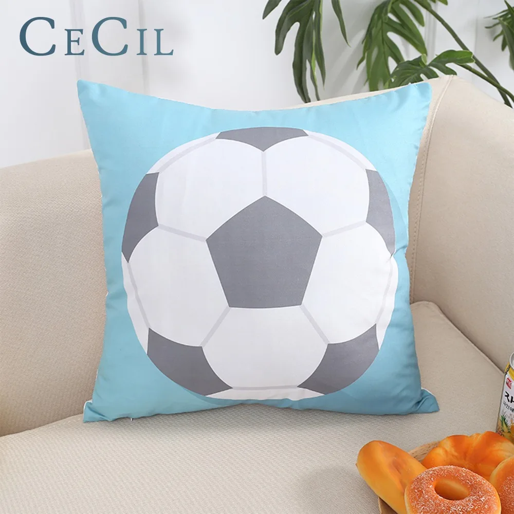 

Cecil Sports Football Pattern Pillow Cover Home Decor Sofa Car Cushion Cover Linen Cotton Print Case Home Pillowcase 45*45cm