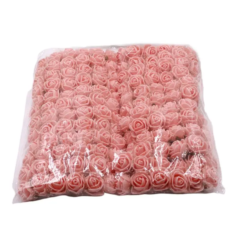 Flesh Pink 144 шт./упак. 2,5 см мини пены PE газовое Искусственный цветок розы головы для рукоделия для свадебных букетов свадебный душ вечерние украшения дома - Цвет: Flesh Pink