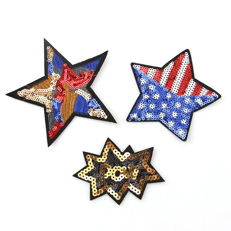 1 шт красочные звезды патч ткань вышитые аппликации шить на патчи Одежда блестки
