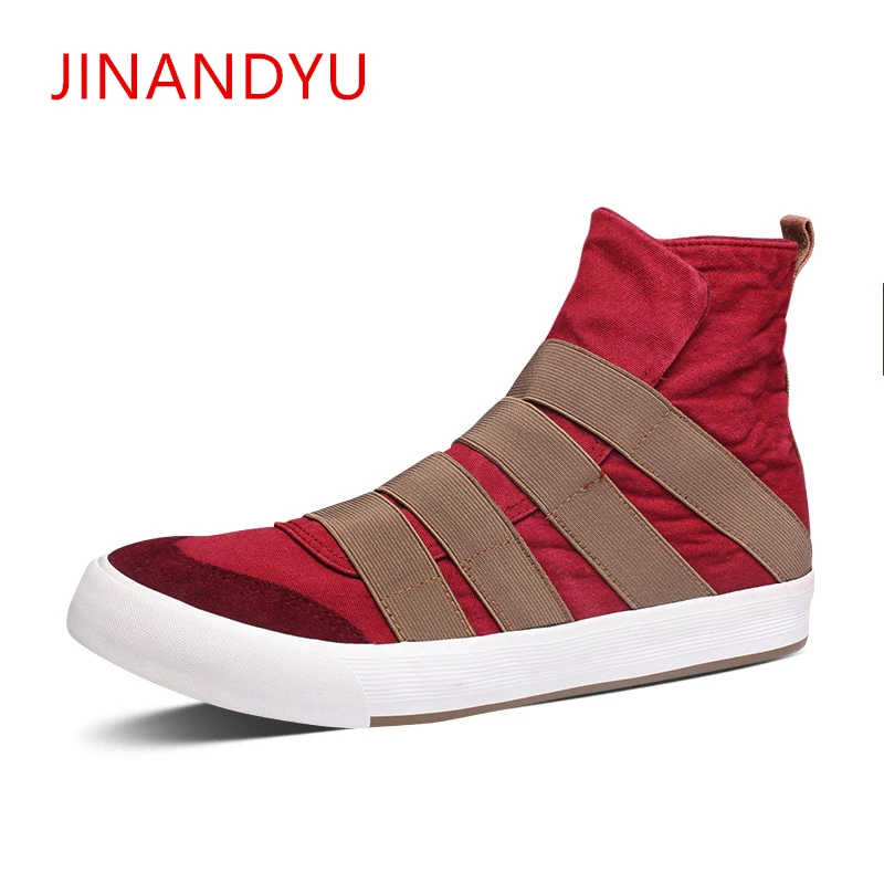 New Cool Denim High Top Men Shoes Breathable Casual Canvas Slip Ons 2022 Autumn Fashion Flats Zapatillas Hombre | Обувь