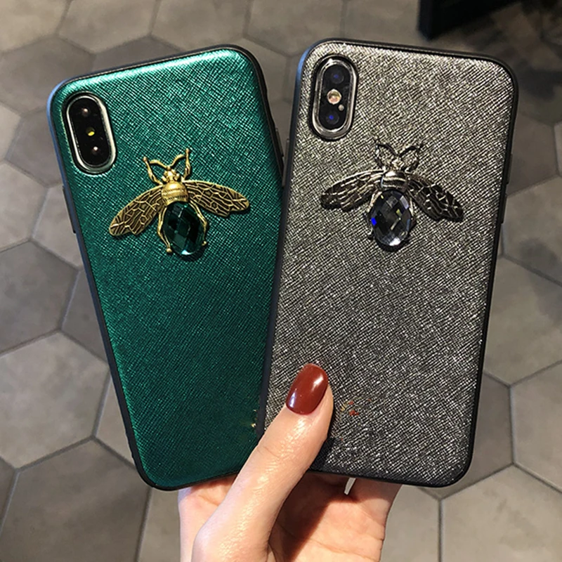 Роскошный брендовый мягкий чехол Diamond Bee Glitte для iphone 6 S 7 8 plus X XR XS Max милый жесткий