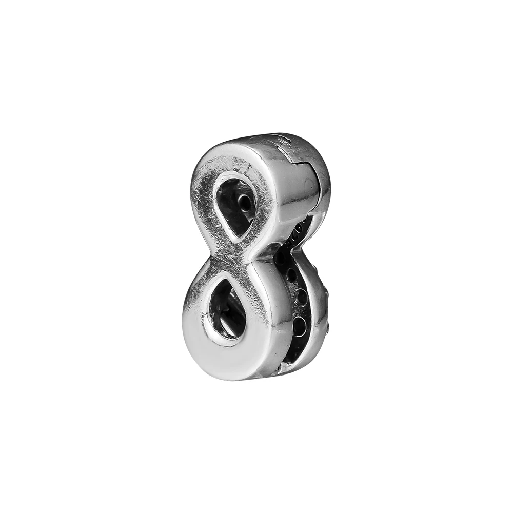 Genuine 925 Sterling Silver Clear CZ Sparkling Infinity Clip Charm Beads Fits Original Reflexions Bracelet DIY Jewelry Making | Украшения и