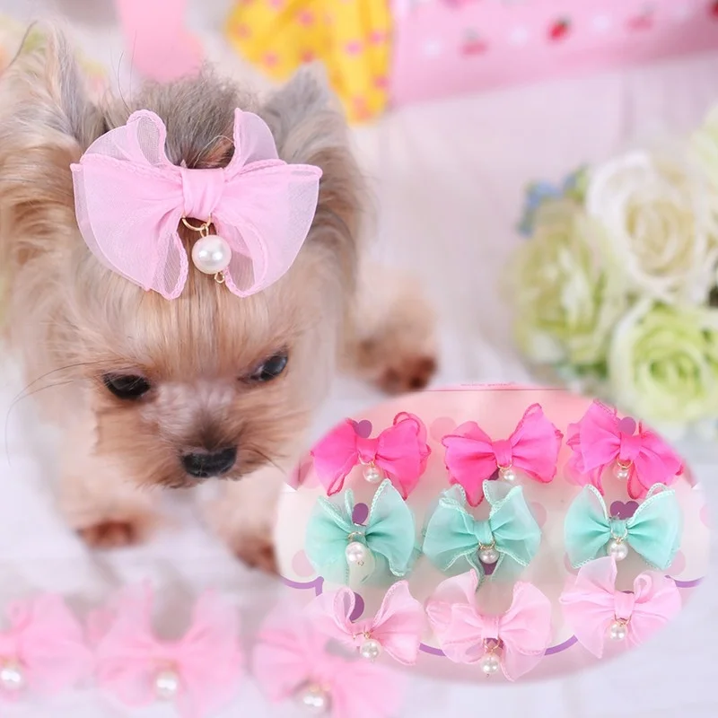 Pet Dog шифоновая жемчужная ювелирное изделие в виде заколки головной убор для