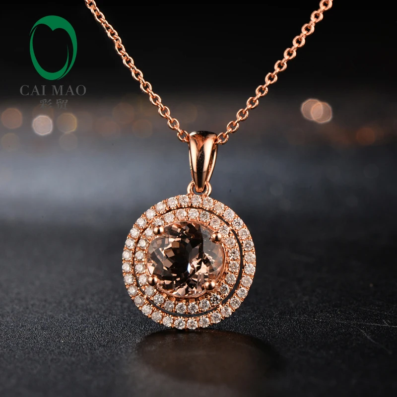 Лидер продаж 2.02ct против 8 мм круглый Morganite Алмаз Настоящее 14 К розовое золото