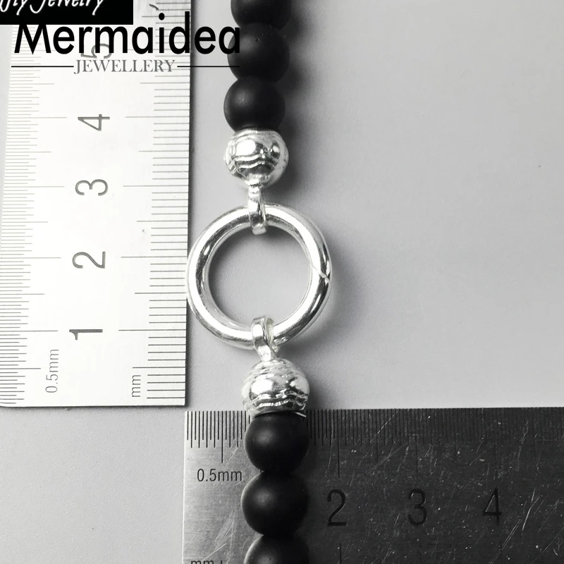 Beads Necklace Obsidian Pendant Carrier Party Trendy European Fashion Gift Jewelry in silver plated Men Women | Украшения и