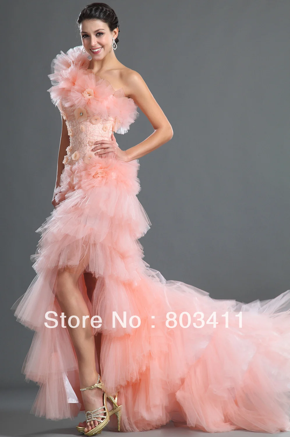 Бесплатная доставка великолепное асимметричное платье на одно плечо розовое