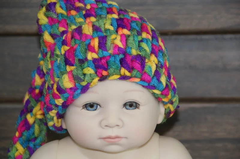 Бесплатная доставка новый вязаный крючком Эльф колпачок для новорожденных