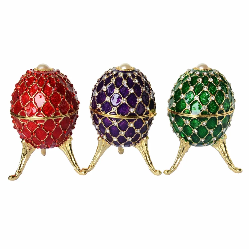 

Metal alloy faberge style egg jewelry trinket box wedding ring gift boxes home ornaments novelty gifts for lover