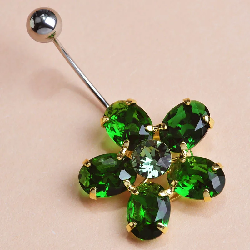 Зеленые циркониевые потенциальные кольца на пупок Сексуальные Ювелирные