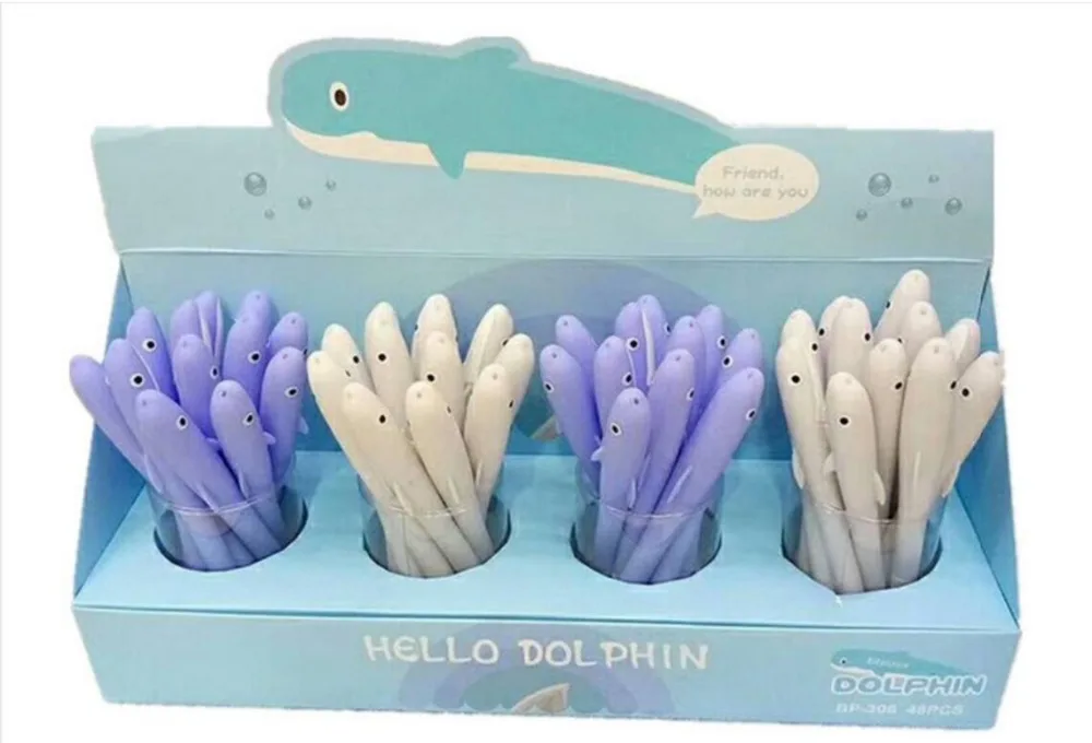 Милая Корейская гелевая ручка с дельфинами авторучка для подписи нейтральная