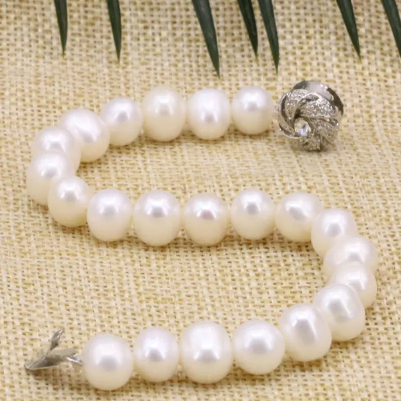 

3 Type Pearl Beads Bracelet Bangle White Freshwater Natural Pearls 8-9mm Strand Bracelets Bangle For Women Jewelry 7.5inch B3177